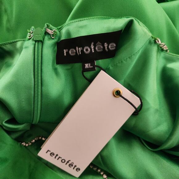 Retrofete Margot Maxi Dress Green Size XL Silk Blend Open Back NWT - Picture 12 of 14